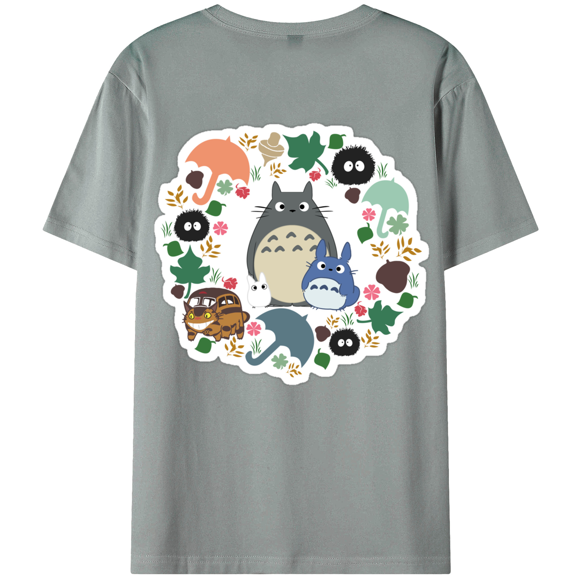 （画像用） となりのトトロ 草壁メイ 草壁サツキ My Neighbor Totoro Satsuki Kusakabe Mei Kusakabe 綿100％ メンズ半袖Tシャツ（バックプリント） 通気性